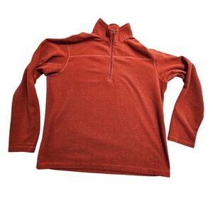 Koppen Quarter‎ Zip Fleece Pullover Mens Large Orange Mock Neck MOA1028